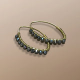EHP105 14kt Gold 35mm x 20mm Vesica Pisces Hoops Handwoven with Terahertz