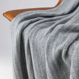 Texture Knitted Cashmere Throw in Light Grey by Johnstons of Elgin