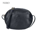 Black vegetable-tanned leather crossbody bag by Il Bisonte, handcrafted in Italy.