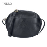 Black vegetable-tanned leather crossbody bag by Il Bisonte, handcrafted in Italy.