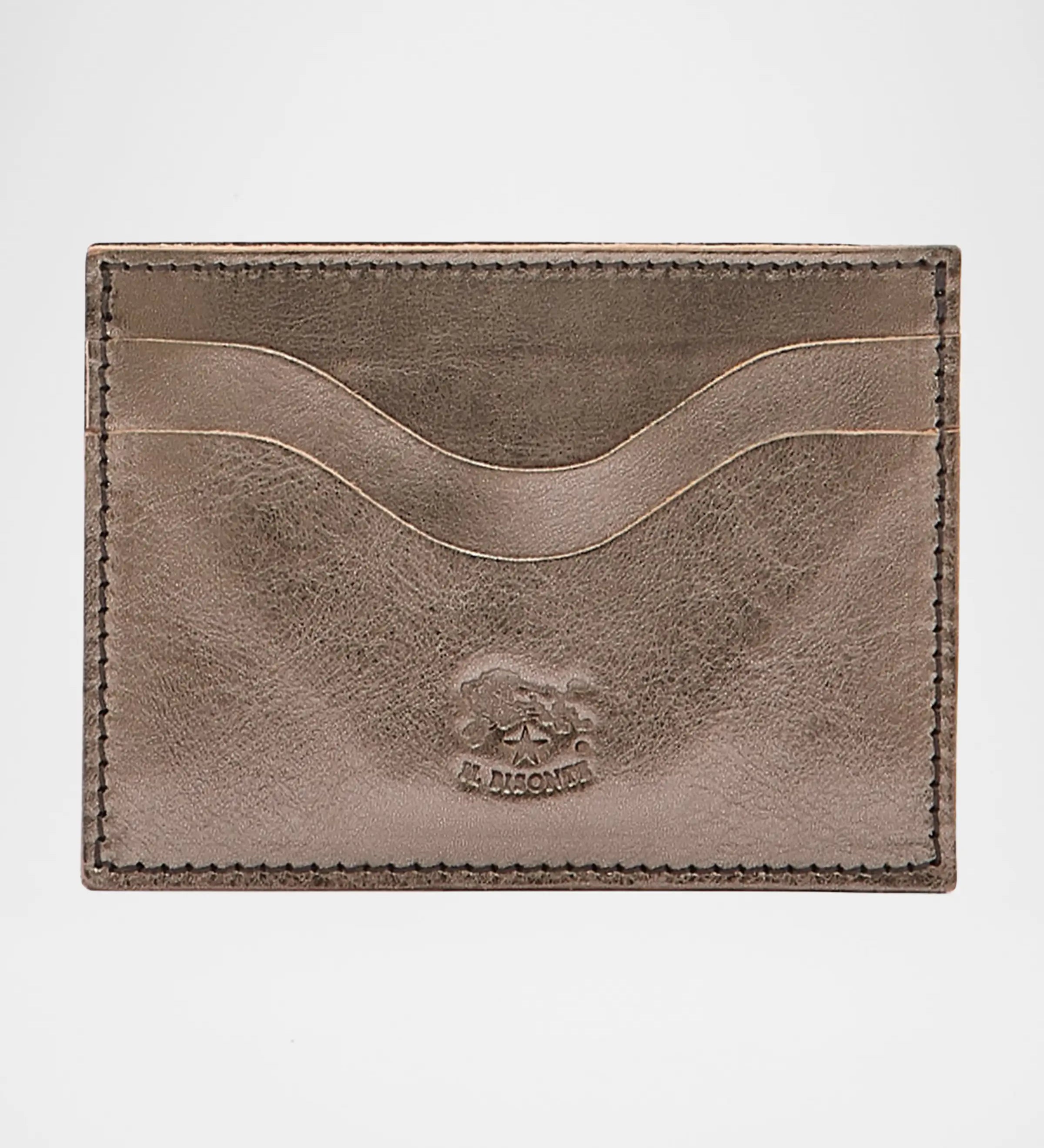 Bronze Italian leather Salina Card Case by Il Bisonte featuring four card slots and one ID window.