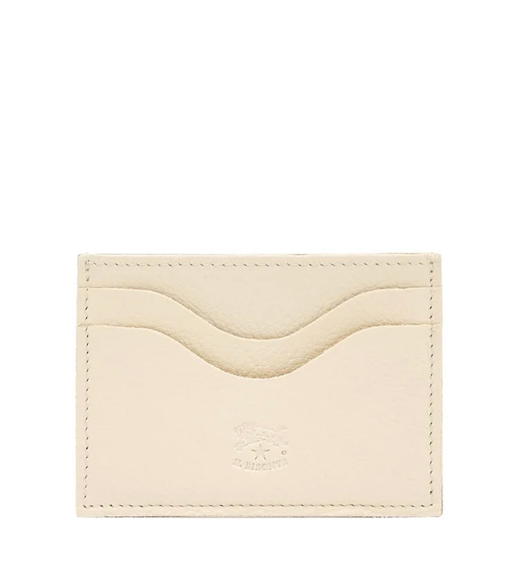 Il Bisonte Salina Card Case in vegetable-tanned cowhide, available in Natural and Bianco Latte.