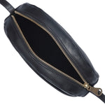 Close-up of Il Bisonte Nero crossbody bag showing fine grain and artisan detailing.