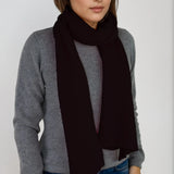 Lightweight deep black cashmere Scottish cashmere scarf designed in Telluride and made in the USA. A breathable, everyday accessory for understated luxury.