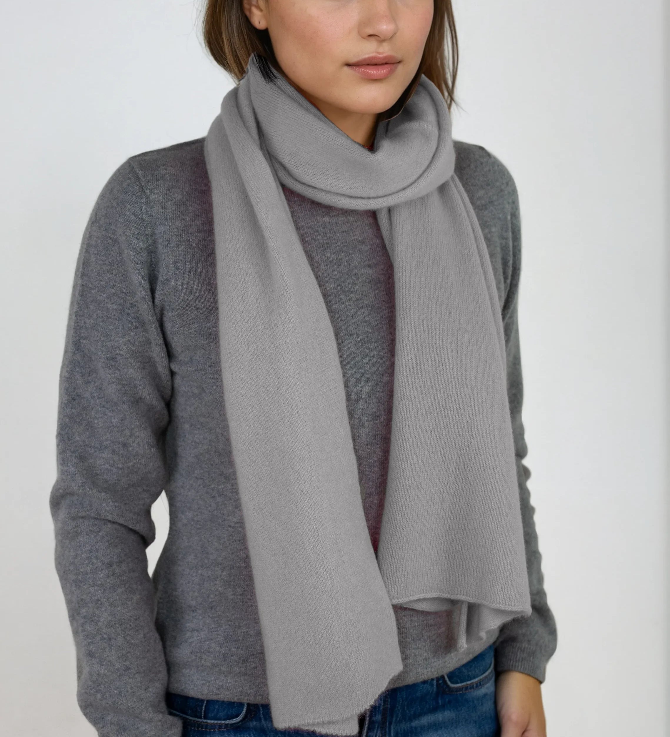 light gray cashmere Scottish cashmere poncho designed in Telluride and made in the USA. A versatile, elegant winter wrap for all body types.