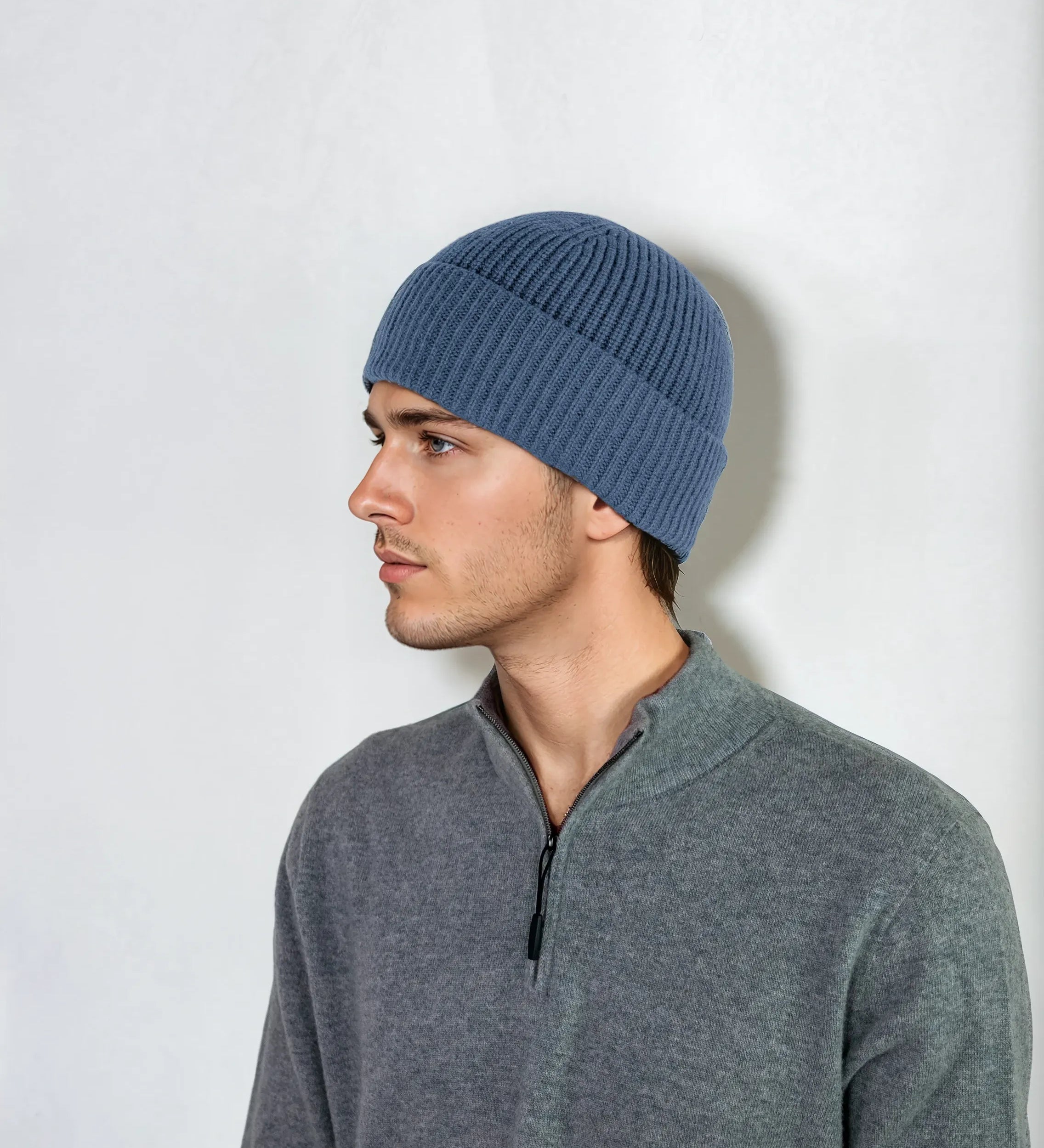 Ribbed cashmere beanie with extra crown room, designed in Telluride and made in the USA. A cozy unisex winter essential.