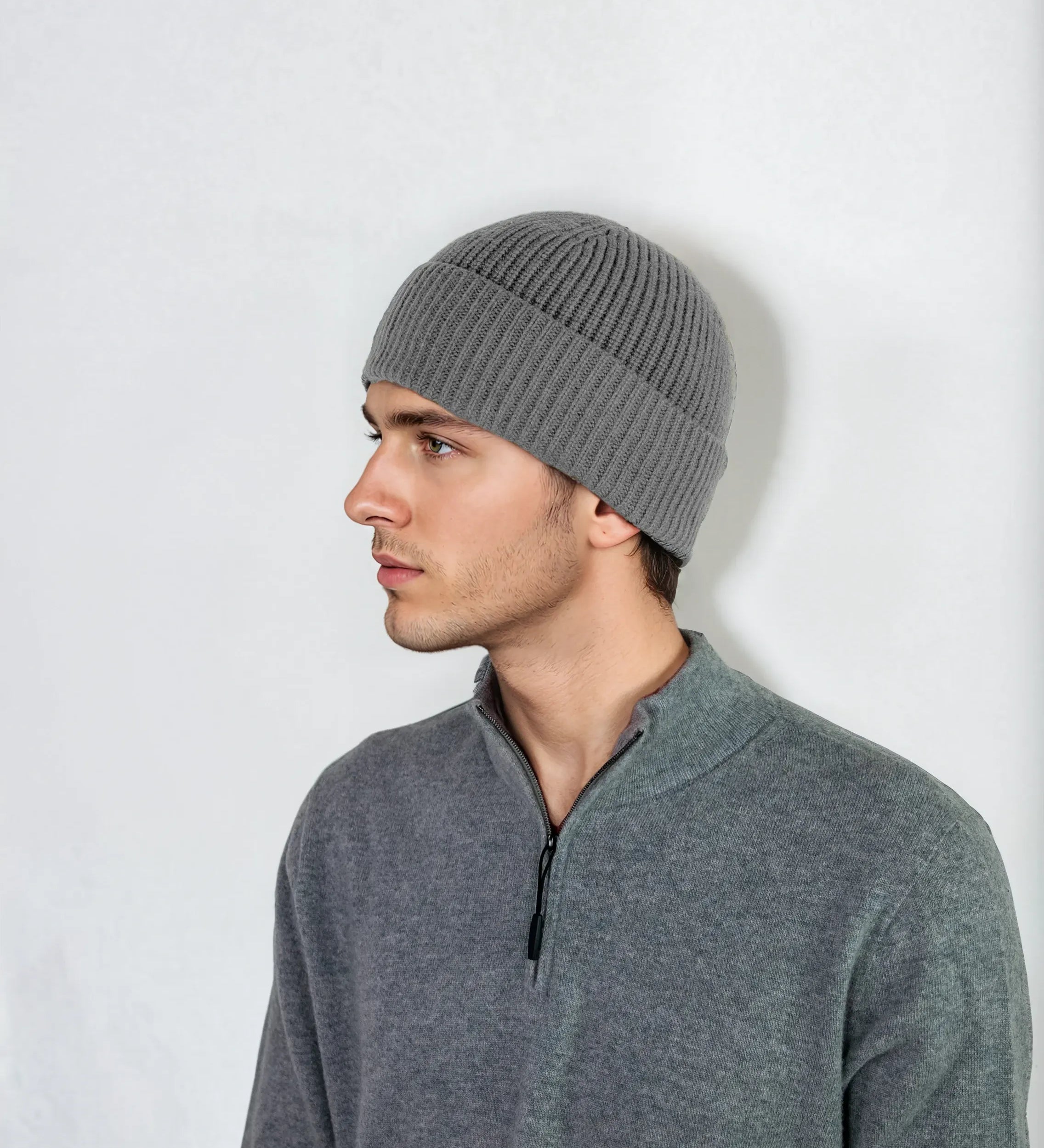 Ribbed cashmere beanie with extra crown room, designed in Telluride and made in the USA. A cozy unisex winter essential.