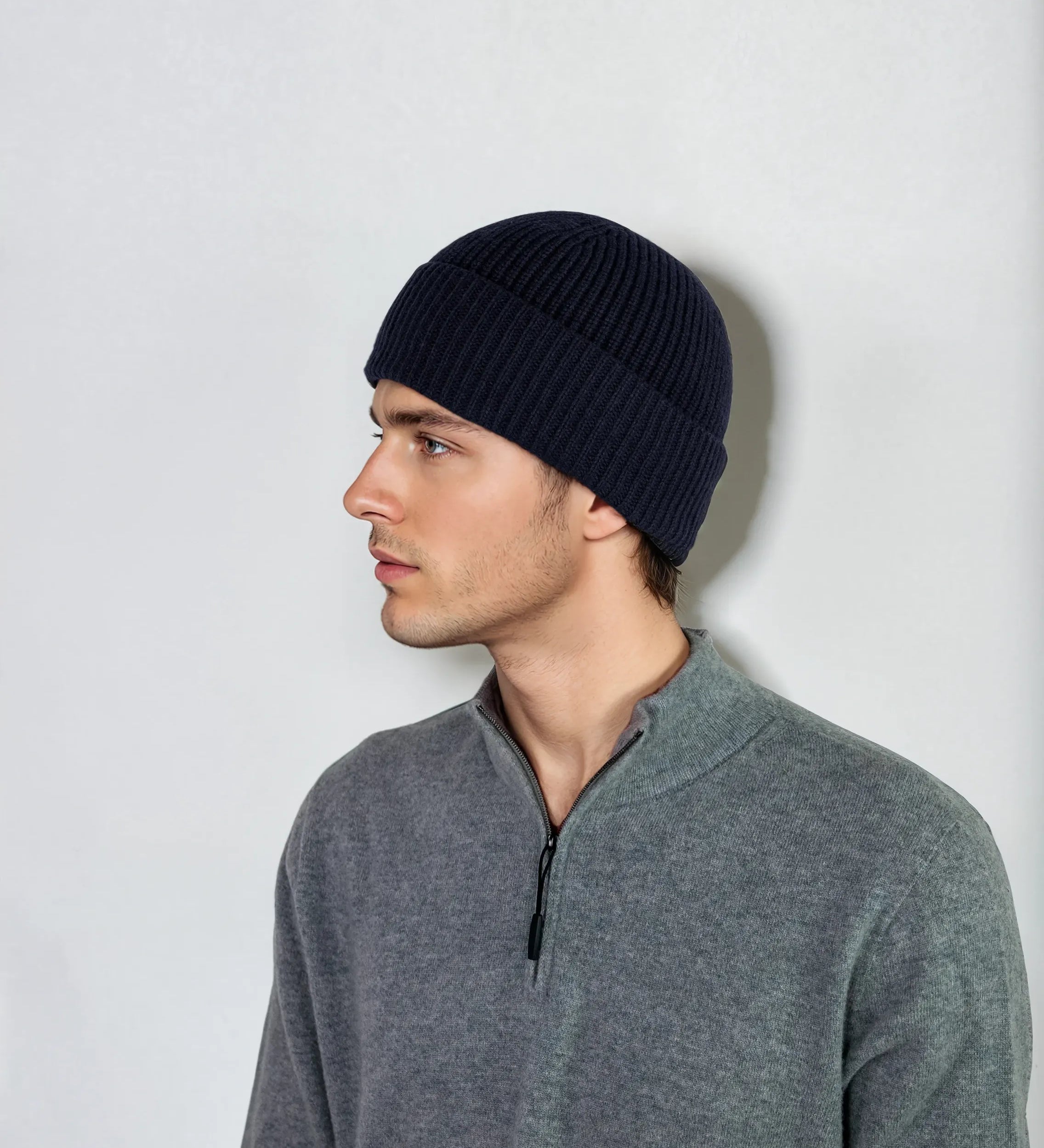 Ribbed cashmere beanie with extra crown room, designed in Telluride and made in the USA. A cozy unisex winter essential.