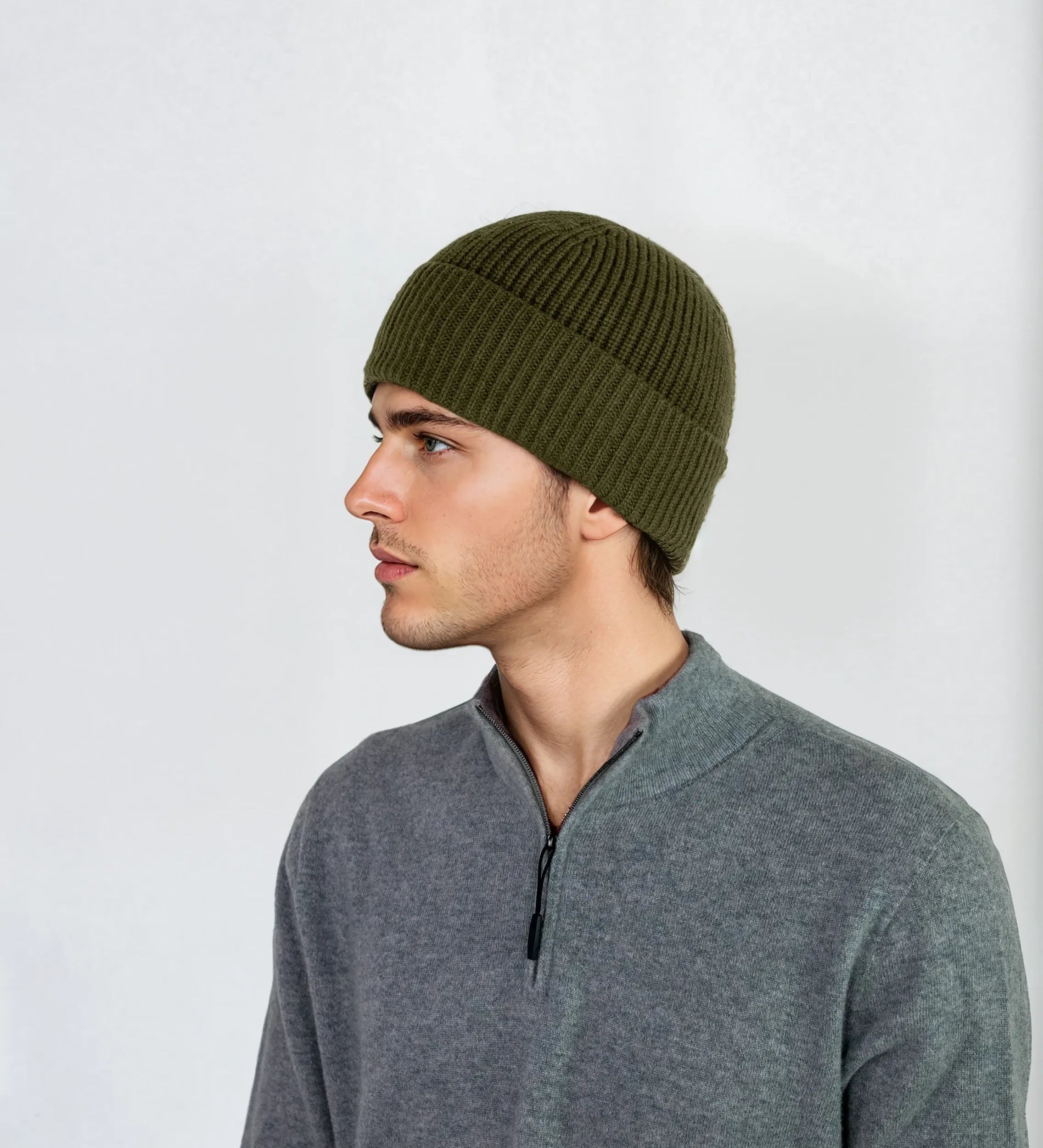Ribbed cashmere beanie with extra crown room, designed in Telluride and made in the USA. A cozy unisex winter essential.