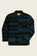 Original Madras Co. Men’s Standard Fit Shirt Jacket — Handloom Weft Stripe Mat Weave