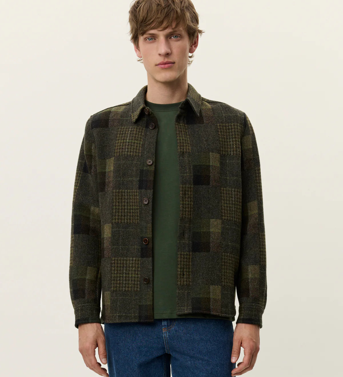 Les Deux Kody Patchwork Wool Overshirt – Heavyweight Men’s Merino Wool Shirt Jacket