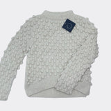 Buoy Hand-Knit Bobble Texture Round Neck w/Curved Hem