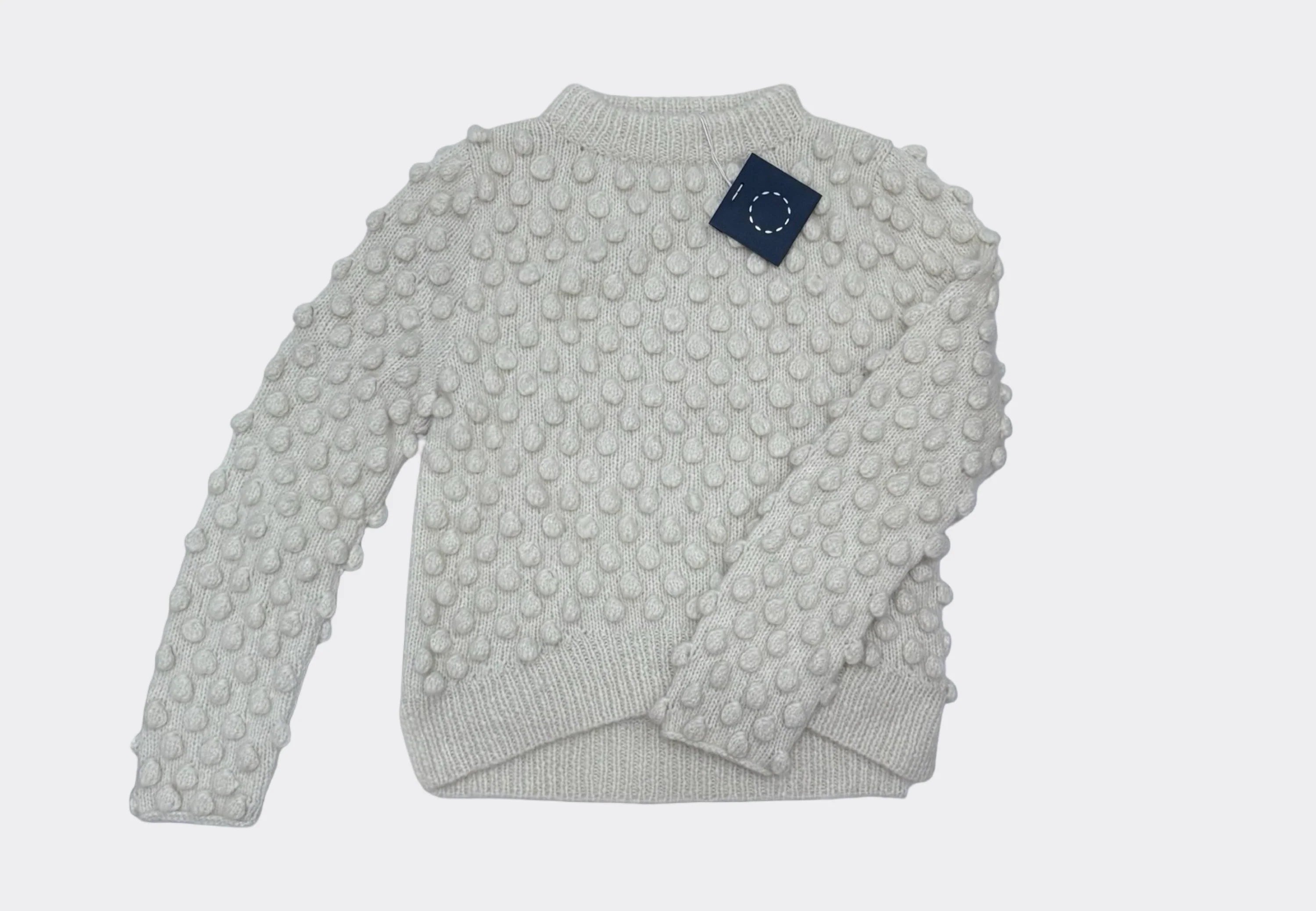 Buoy Hand-Knit Bobble Texture Round Neck w/Curved Hem