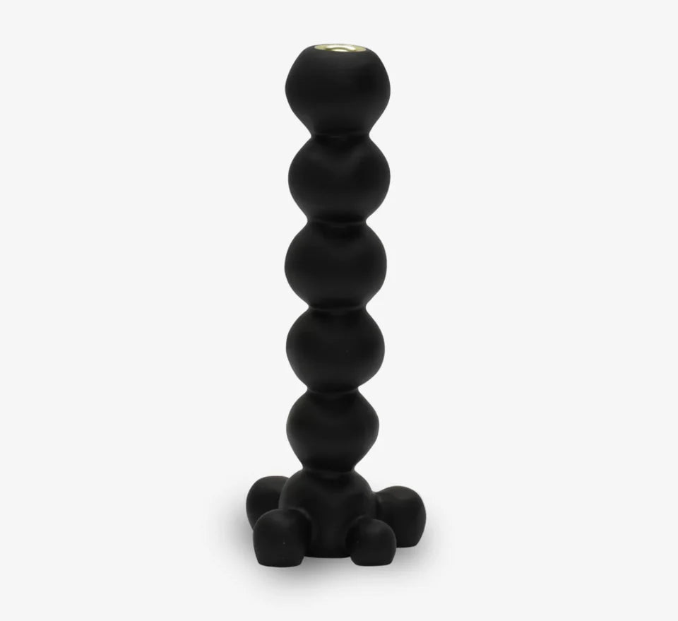 Black resin Bubble Candle Holder by Tina Frey, modern sculptural design for elegant interiors.