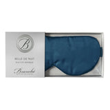 Sapphire blue silk eye mask by Branché, handcrafted for luxurious, restorative sleep.