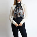 Sabina Savage Cave Canem Silk Twill Scarf 90 – Water/Ink