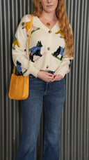 Skiing Dogs Cashmere Cardigan by Harden