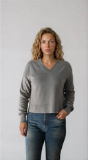 Cropped Cashmere Pointelle V-Neck