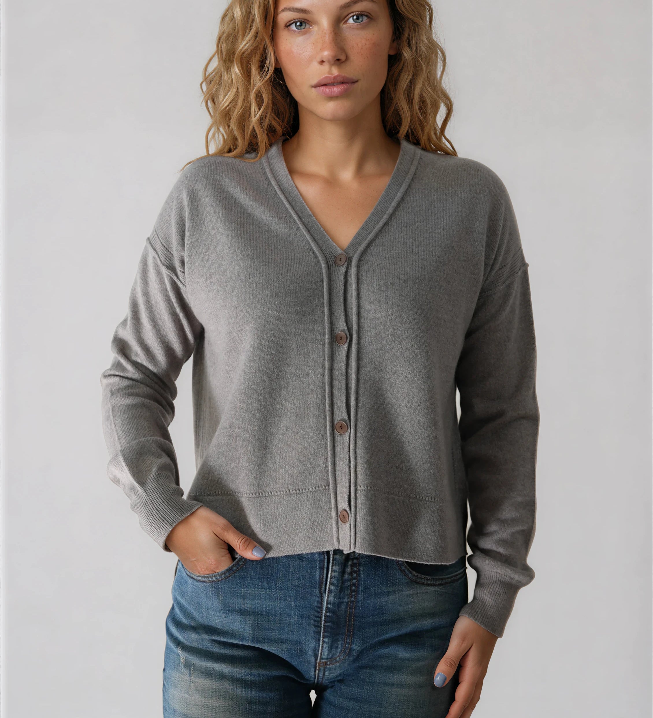 Cropped Pointelle Cashmere Caridgan