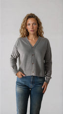 Cropped Pointelle Cashmere Caridgan