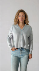 Cropped Pointelle Cashmere Caridgan