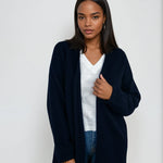 Minimalist cashmere robe coat with no buttons, designed in Telluride and made in the USA. Perfect for moms, errands, or cozy mornings.