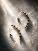 Simon Alcantara Helix Minor Earrings – Titanium Pyrite & Sterling Silver Handwoven with Antique Silver Cord