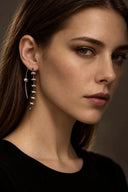 Simon Alcantara Helix Earrings – Titanium Pyrite & Sterling Silver Handwoven with Antique Silver Cord