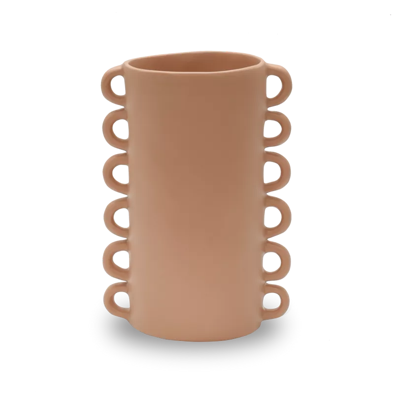 Collection of colorful Loopy Large Vases by Tina Frey, modern sculptural home accents.