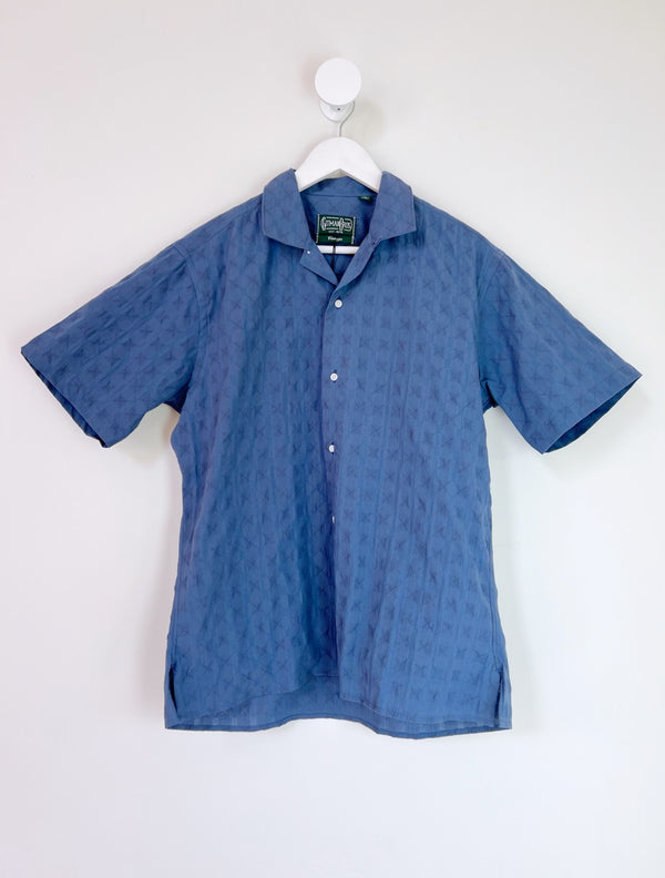 Japanese Blue Ripple Button Up