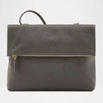 Two-tone Milk and Graphite leather crossbody bag by Il Bisonte, handmade in Tuscany.