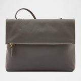 Two-tone Milk and Graphite leather crossbody bag by Il Bisonte, handmade in Tuscany.