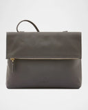 Two-tone Milk and Graphite leather crossbody bag by Il Bisonte, handmade in Tuscany.