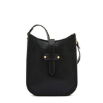 Side detail of the Il Bisonte Archivo Crossbody in Gianduia showing brass hardware, loop closure, and smooth vegetable-tanned leather.