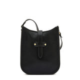 Side detail of the Il Bisonte Archivo Crossbody in Gianduia showing brass hardware, loop closure, and smooth vegetable-tanned leather.