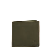 Front view of the Il Bisonte Feniglia Men’s Bi-Fold Wallet in Forest Green, handmade in Tuscany from vegetable-tanned cowhide.