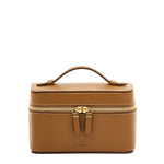 Front view of the Il Bisonte Musa Travel Case in Gianduia, handmade in Tuscany from vegetable-tanned cowhide with a double-slider zip and waterproof lining.