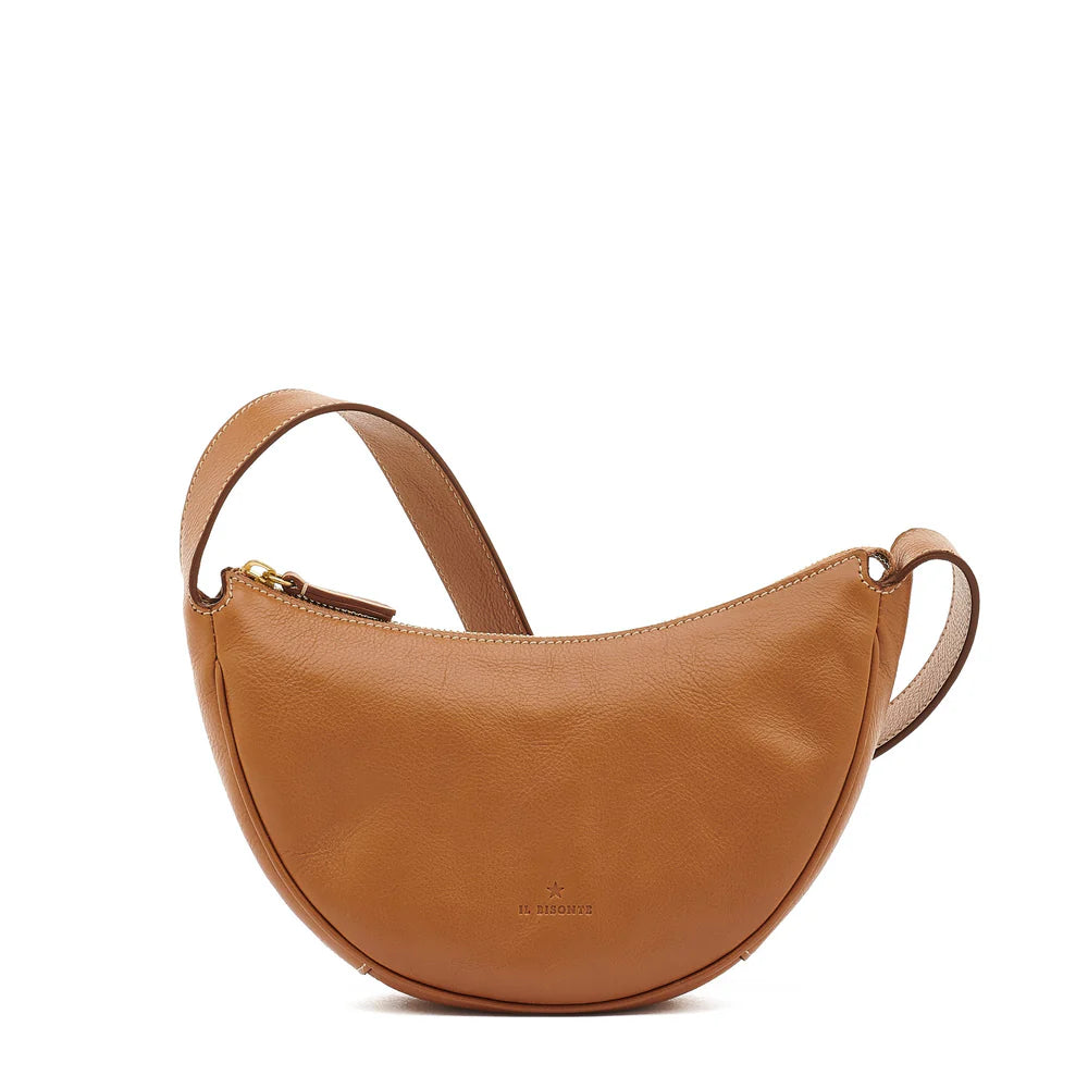 Handmade Italian leather hobo bag by Il Bisonte, crafted in Tuscany with adjustable strap.