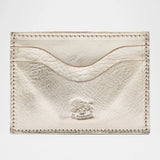 Il Bisonte Salina Card Case in Platinum, handmade in Tuscany from vegetable-tanned cowhide leather.