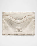Il Bisonte Salina Card Case in Platinum, handmade in Tuscany from vegetable-tanned cowhide leather.