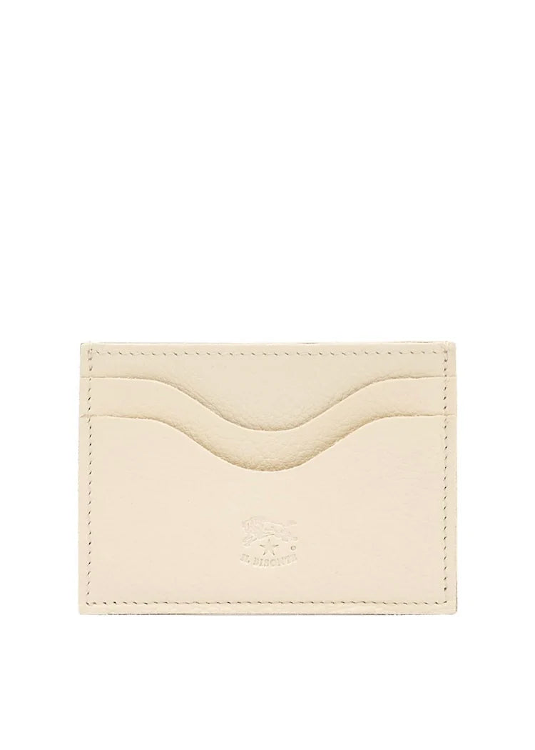 Il Bisonte Salina Card Case in vegetable-tanned cowhide, available in Natural and Bianco Latte.