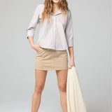 La Fata Twilo button-up shirt in French blue and bordeaux – lightweight travel-friendly shirt with modern tailoring from CashmereRED Telluride

