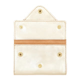 Close-up of Il Bisonte Uffizi Cardholder highlighting craftsmanship and brass snap detail.