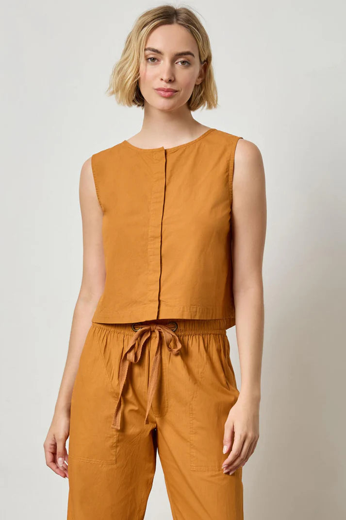 Hidden Placket Top in Kelp