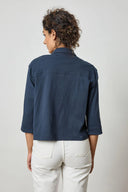 Easy Button Down Tee in Navy