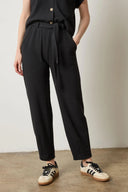 Lilla P Belted Pant – Black Textured Waffle Women’s Pants