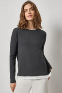 Lilla P Paneled Hem Long Sleeve Crew