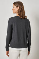 Lilla P Paneled Hem Long Sleeve Crew