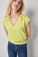 Lilla P Smocked Hem V-Neck