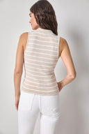 Lilla P Striped Sleeveless Collared Top